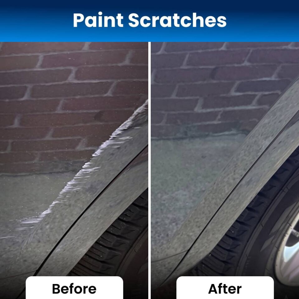 Before and after on a scuffed bumper